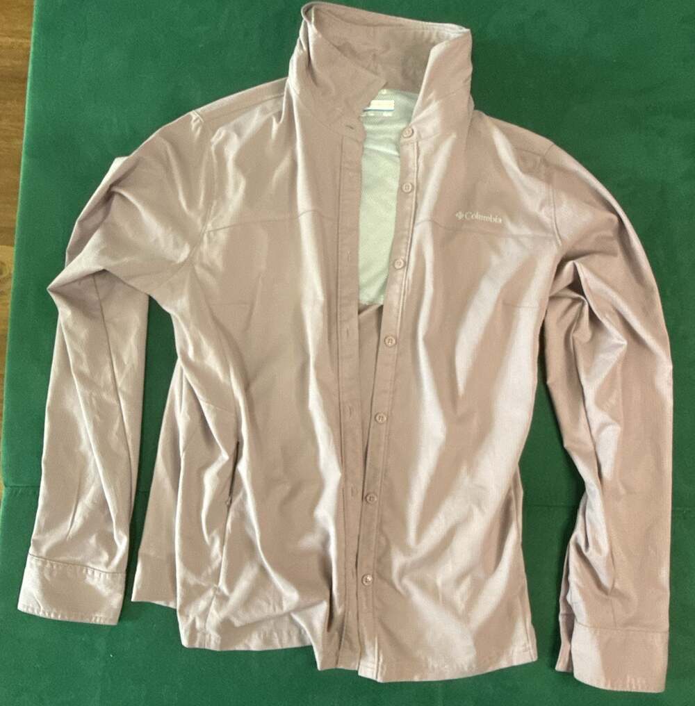 Columbia Omni-Shade Sun Protection Long Sleeve Button Up Shirt Pink Size XL
